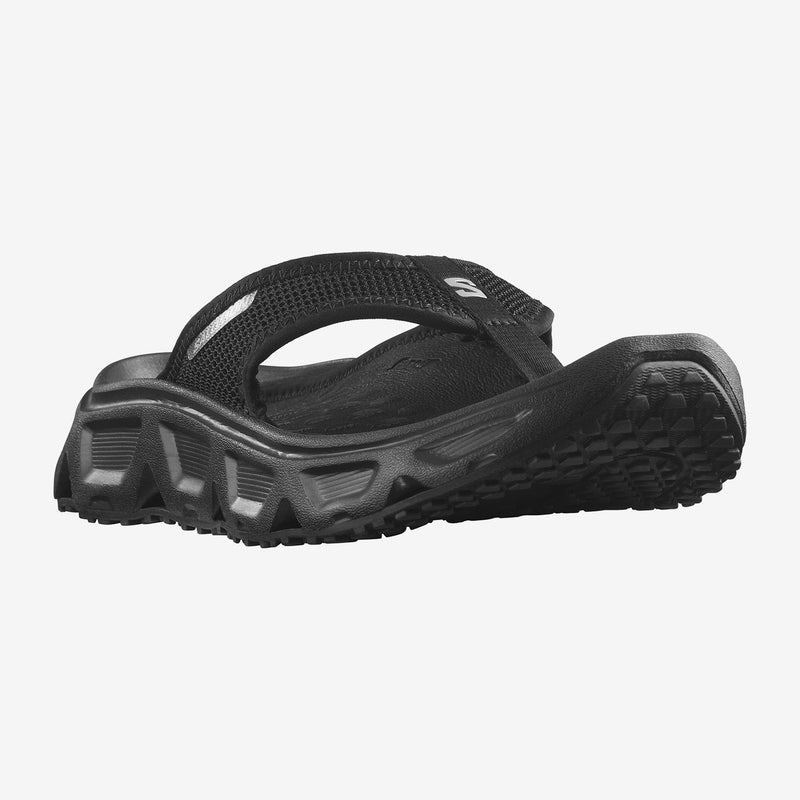 Load image into Gallery viewer, Salomon Men&#39;s Reelax Break 6.0 Flip Flops Black/Black/Alloy 471108
