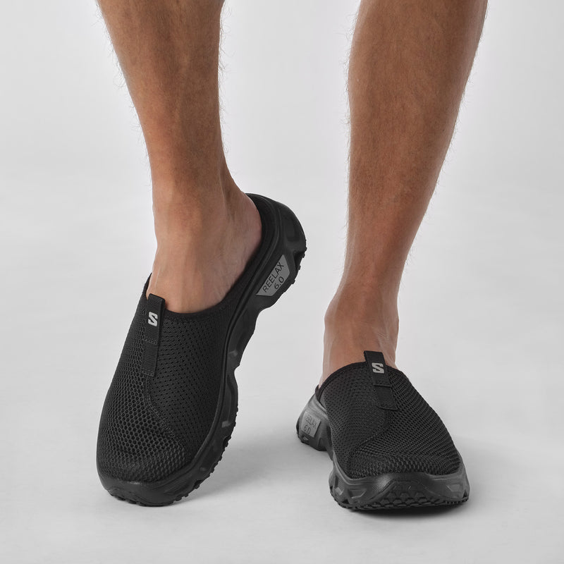 Load image into Gallery viewer, Salomon Men&#39;s Reelax Slide 6.0 Slides Black/Black/Alloy 471120
