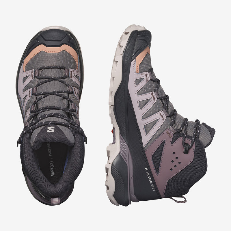 Load image into Gallery viewer, Salomon Women&#39;s X Ultra 360 Mid Gore-Tex Plum Kitten/Phantom/Cork L47448700
