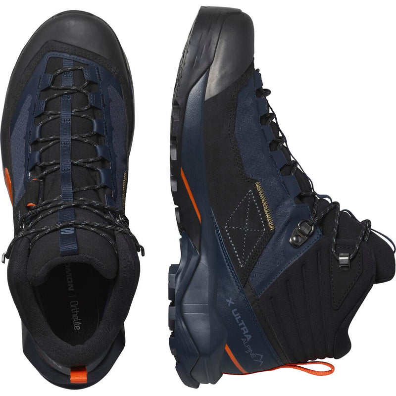Load image into Gallery viewer, Salomon Men&#39;s X Ultra Alpine Mid Gore-Tex Shoes Blue Nights/Black/Red Orange L476865
