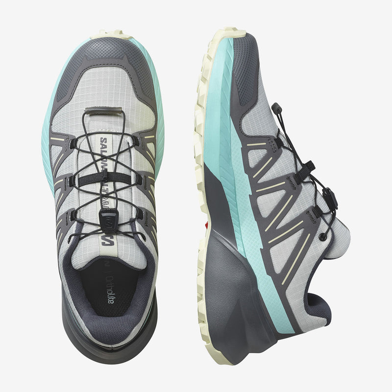 Load image into Gallery viewer, Salomon Women&#39;s Speedcross Peak Shoes Icicle/Castlerock/Aruba Blue L47790300
