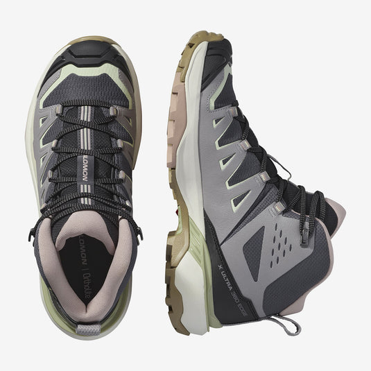 Salomon Women's X Ultra 360 Edge Mid Gore-Tex Shoes Nine Iron/Gull/Lime Cream L4787270022