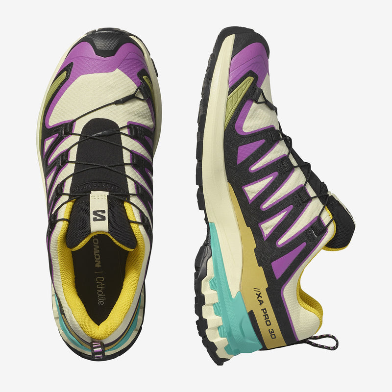 Load image into Gallery viewer, Salomon Women&#39;s XA Pro 3D V9 Gore-Tex Shoes Transparent Yellow/Black/Waterfall L47882200
