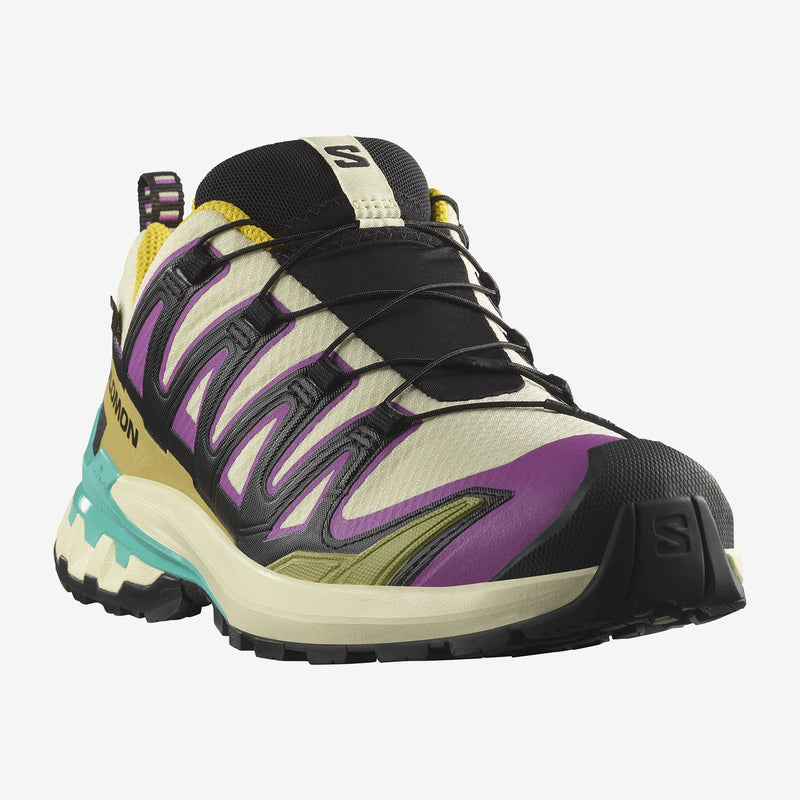 Load image into Gallery viewer, Salomon Women&#39;s XA Pro 3D V9 Gore-Tex Shoes Transparent Yellow/Black/Waterfall L47882200
