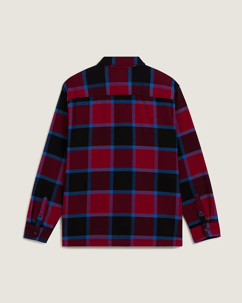 Load image into Gallery viewer, Vans Men&#39;s Larkspur Flannel Long Sleeve Shirt Bordeaux/Black VN000P7ZF0G
