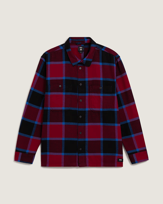 Vans Men's Larkspur Flannel Long Sleeve Shirt Bordeaux/Black VN000P7ZF0G
