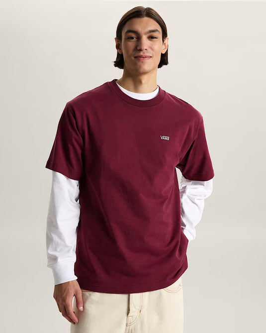 Vans Unisex Left Chest II Logo T-Shirt Burgundy VN000P1PBRG