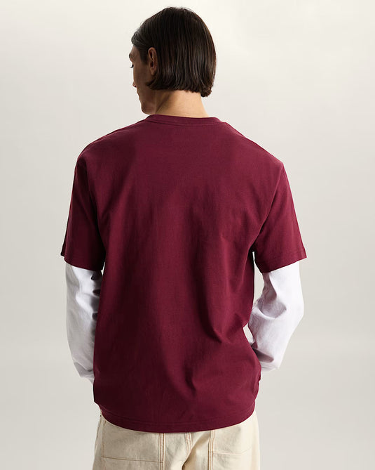 Vans Unisex Left Chest II Logo T-Shirt Burgundy VN000P1PBRG