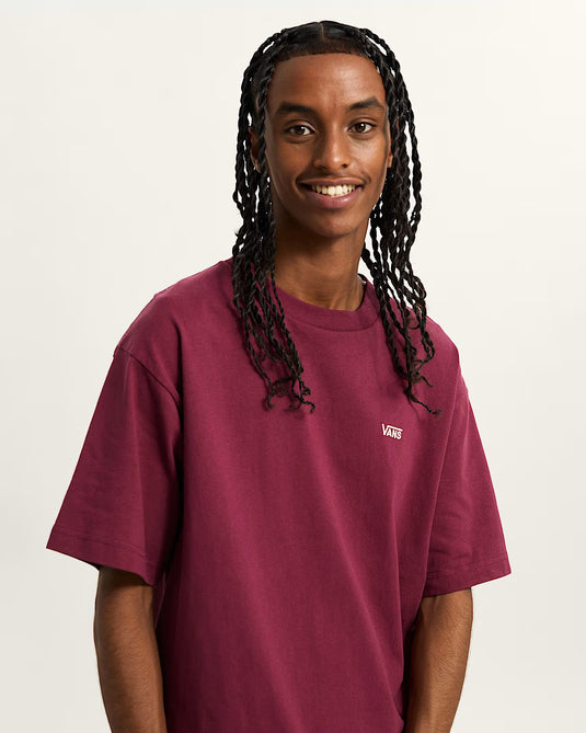 Vans Unisex Left Chest II Logo T-Shirt Burgundy VN000P1PBRG