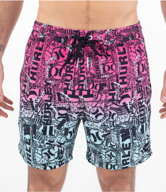 Hurley Men's 25th S1 Cannonball 17" Boardshorts Blue/Pink MBS0011940-H010