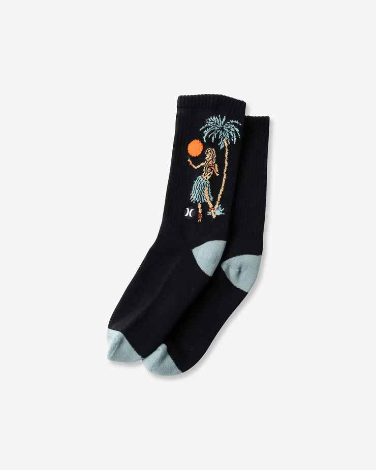 Load image into Gallery viewer, Hurley Jacquard Crew Socks Black MSO0000760-H010
