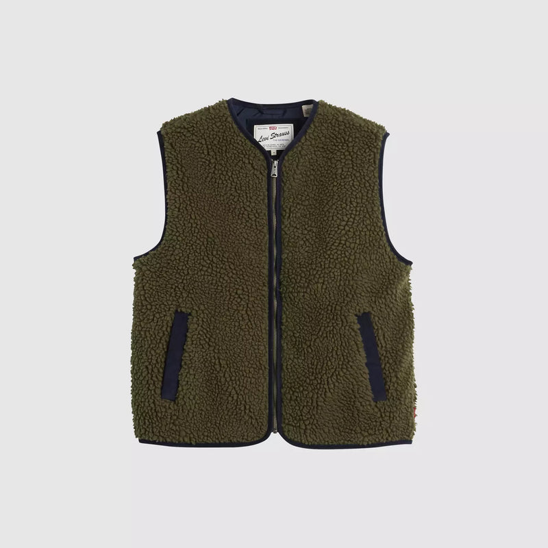 Load image into Gallery viewer, Levi's Men's Seacliff Sherpa Vest Fleese Olive Night 007S50002
