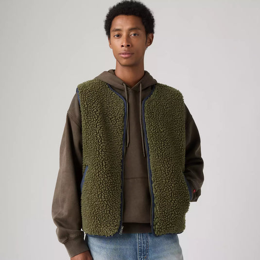 Levi's Men's Seacliff Sherpa Vest Fleese Olive Night 007S50002