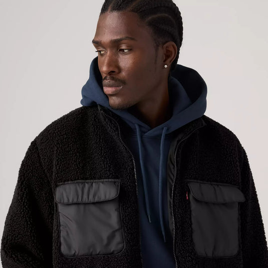 Levi's Men's Campo Sherpa Jacket Fleece Jet Black 007SH0000