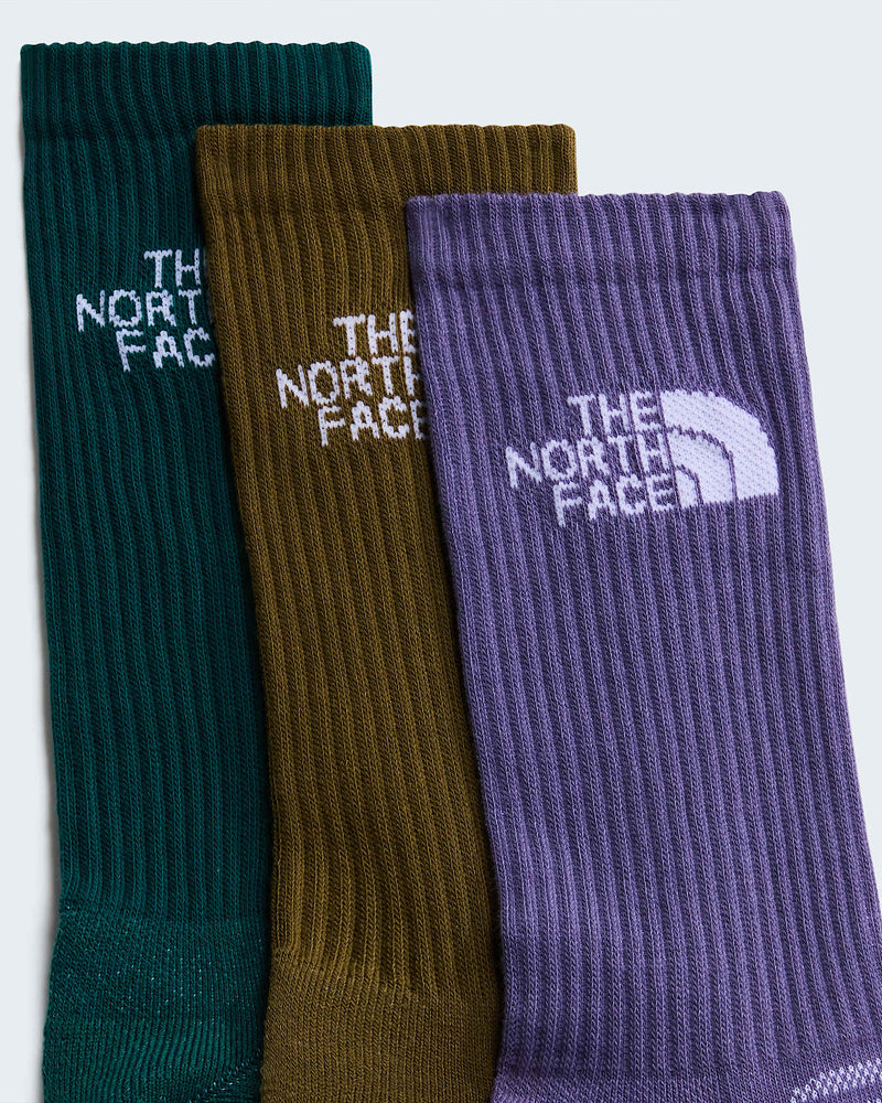 Load image into Gallery viewer, The North Face Unisex Multi Sport Cushion Crew Socks (3-Pack) Grounded Plum-Caraway Seed-Pacific Teal NF0A882H0JX
