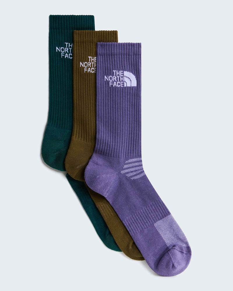 Load image into Gallery viewer, The North Face Unisex Multi Sport Cushion Crew Socks (3-Pack) Grounded Plum-Caraway Seed-Pacific Teal NF0A882H0JX
