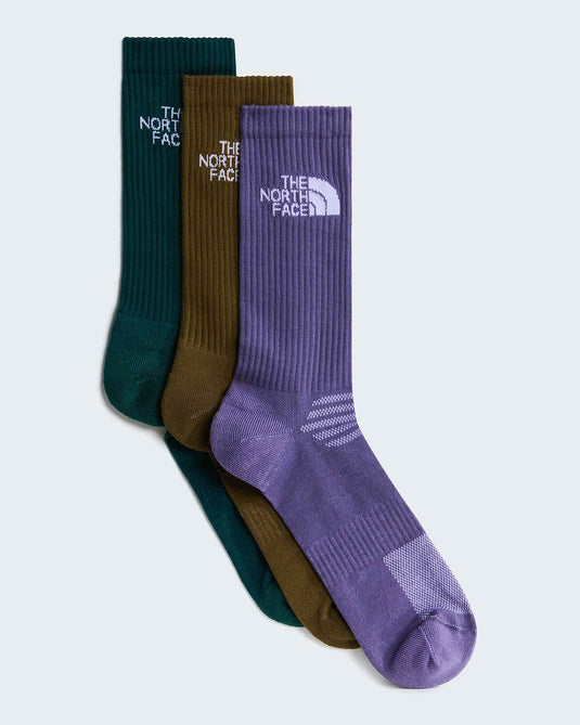 The North Face Unisex Multi Sport Cushion Crew Socks (3-Pack) Grounded Plum-Caraway Seed-Pacific Teal NF0A882H0JX