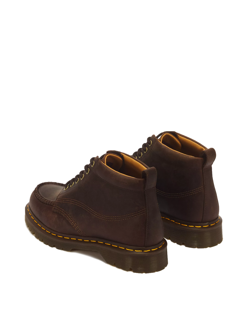 Load image into Gallery viewer, Dr. Martens Men's Lowell Chukka 6 Eye Craze Horse Moc Toe Boots Dark Brown 43350201
