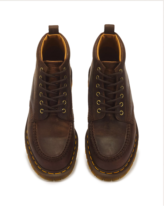 Dr. Martens Men's Lowell Chukka 6 Eye Craze Horse Moc Toe Boots Dark Brown 43350201