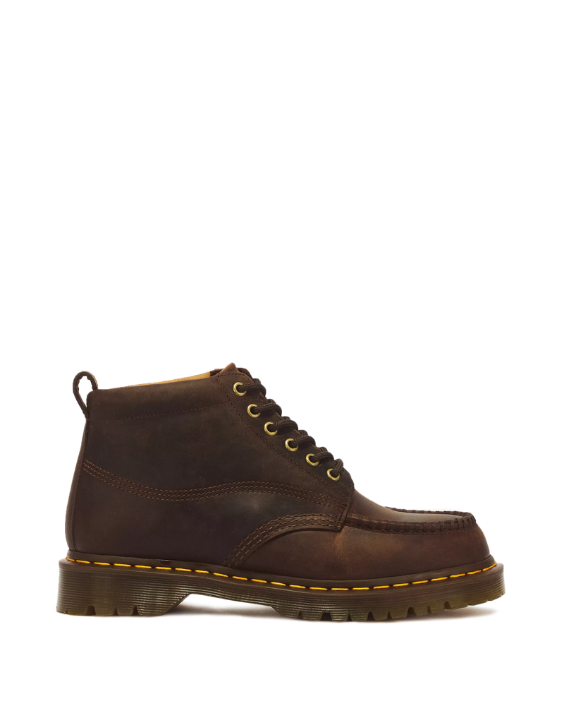 Load image into Gallery viewer, Dr. Martens Men's Lowell Chukka 6 Eye Craze Horse Moc Toe Boots Dark Brown 43350201
