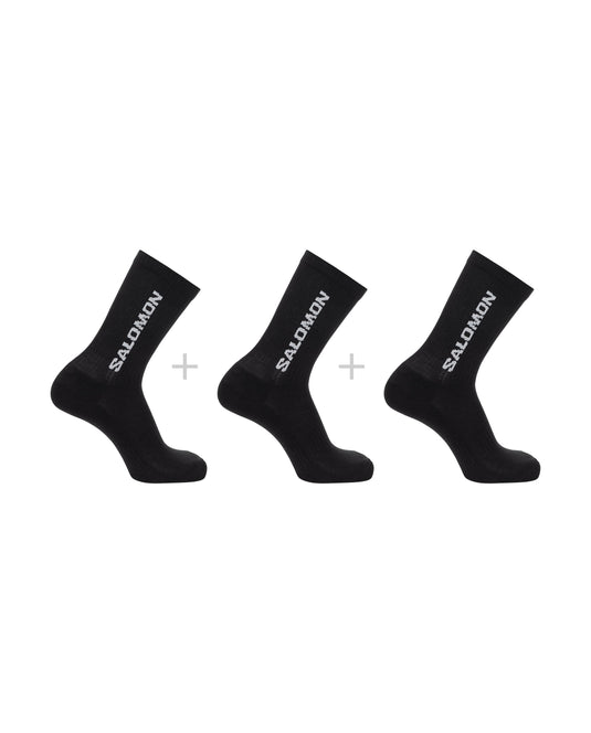 Salomon Unisex Everyday Crew Sock (3-Pack) Black/Black/Black LC2086100