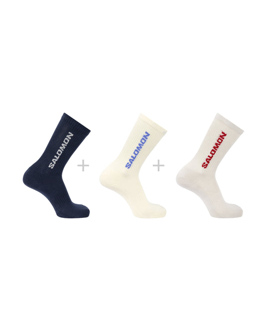 Salomon Unisex Everyday Crew Sock (3-Pack) Spellbound/Vanilla Ice/Lunar Rock LC2911100