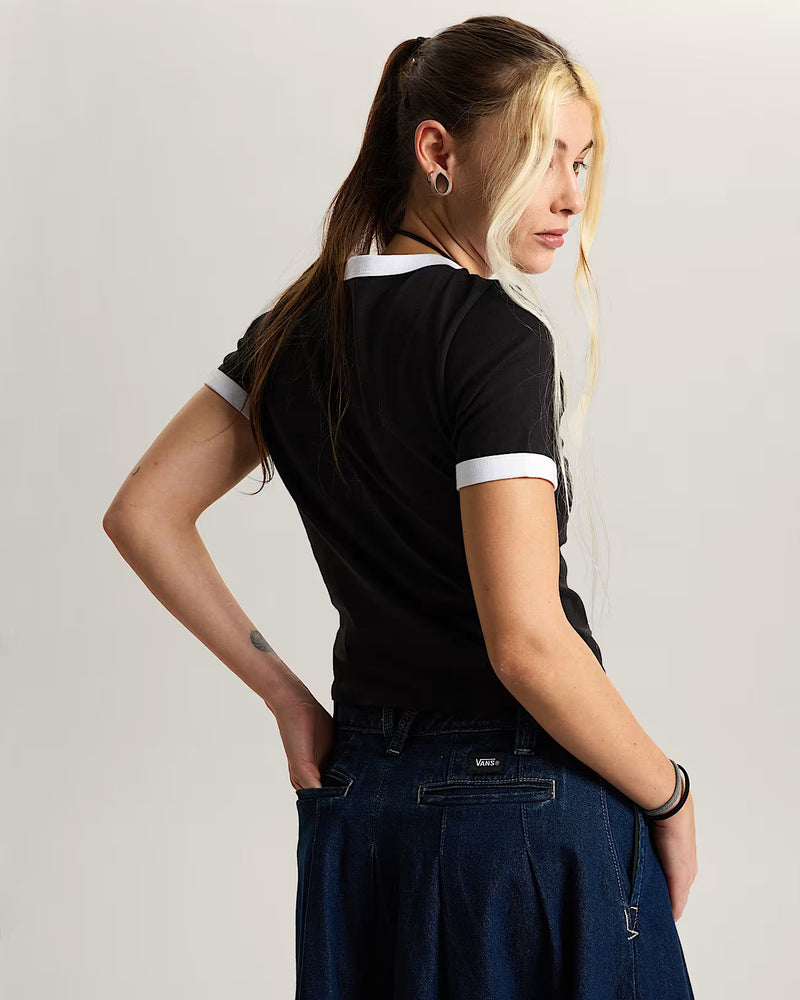 Load image into Gallery viewer, Vans Women's Puppy Ringer T-Shirt Black VN000W24BLK
