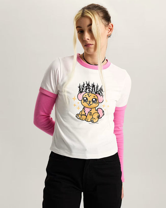Vans Women's Puppy Ringer T-Shirt White VN000W24C9F