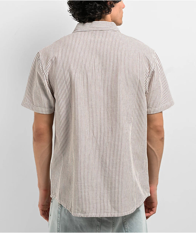 Load image into Gallery viewer, RVCA Men's Dayshift Stripe II Short Sleeve Shirt Natural EVYWT03011-NAT
