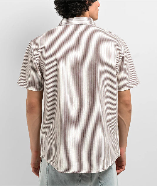RVCA Men's Dayshift Stripe II Short Sleeve Shirt Natural EVYWT03011-NAT
