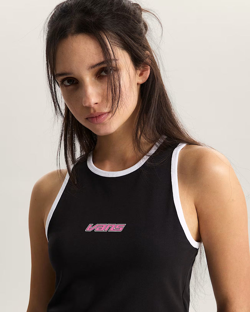 Load image into Gallery viewer, Vans Women's Retro Speed Tank T-Shirt Black VN000XDQBLK
