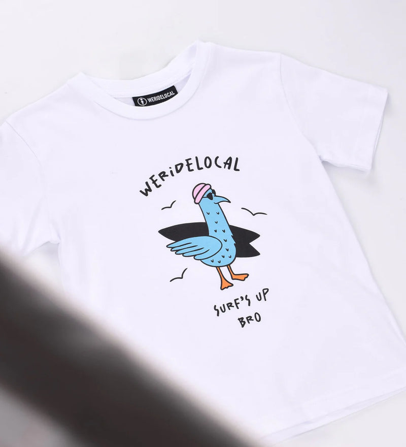 Load image into Gallery viewer, We Ride Local Kid's Surf's Up T-shirt White KTSUW_SS26
