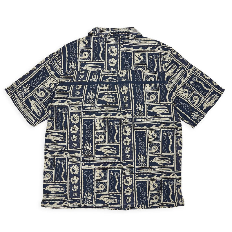 Load image into Gallery viewer, T&amp;C Men&#39;s Aloha Short Sleeve Shirt Navy Kenny Camp TM6SS-0122
