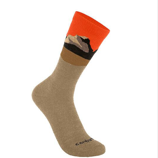Load image into Gallery viewer, Carhartt Men&#39;s Midweight Synthetic-Wool Blend Mountain Crew (2-Pack) Socks Dark Khaki SC9592
