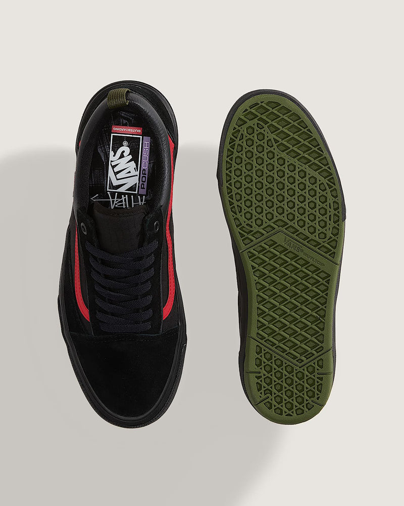 Load image into Gallery viewer, Vans Men's Skate Old Skool Wafflecup Shoes by Atiba Black/Green VN000EB7YJ7
