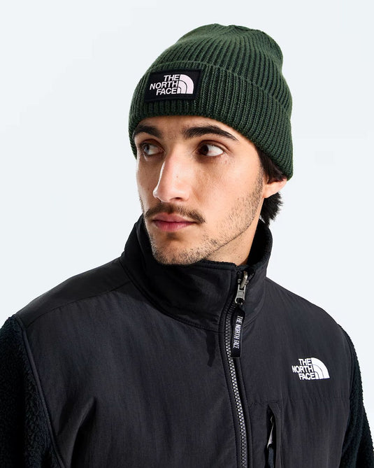 The North Face Unisex TNF Logo Cuffed Beanie Bottle Green NF0A8CHENLW