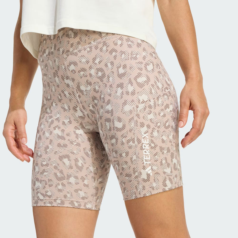 Load image into Gallery viewer, Adidas Terrex Women's Multi 8inch Printed Tight Shorts Beige/Wonder Taupe/Trace Brown KF3590
