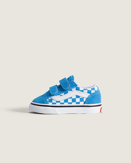 Vans Toddler Old Skool V Shoes Checkerboard Bright Azure Blue VN000CRWFNM