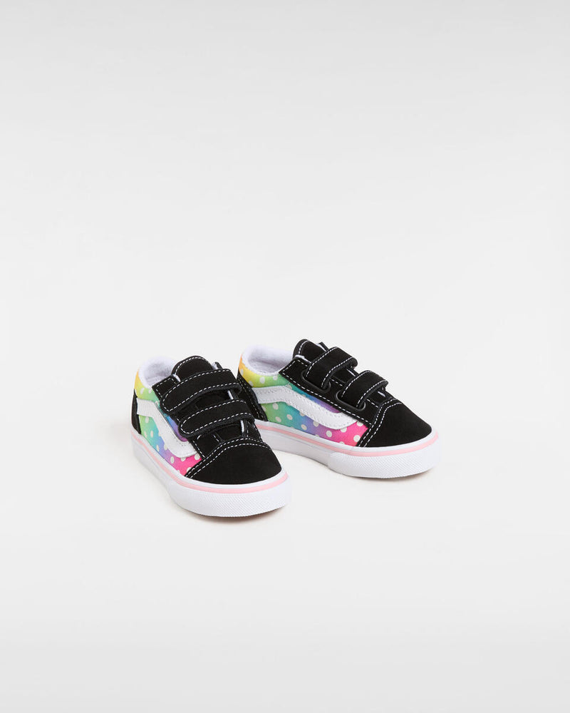 Load image into Gallery viewer, Vans Toddler&#39;s Old Skool V Shoes (1-4 Years) Glow Rainbow Black/Multi VN000CPZBOQ
