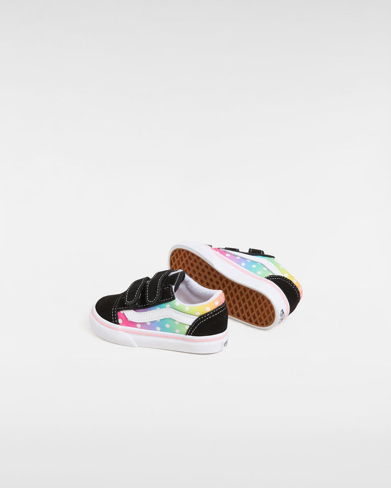 Load image into Gallery viewer, Vans Toddler&#39;s Old Skool V Shoes (1-4 Years) Glow Rainbow Black/Multi VN000CPZBOQ
