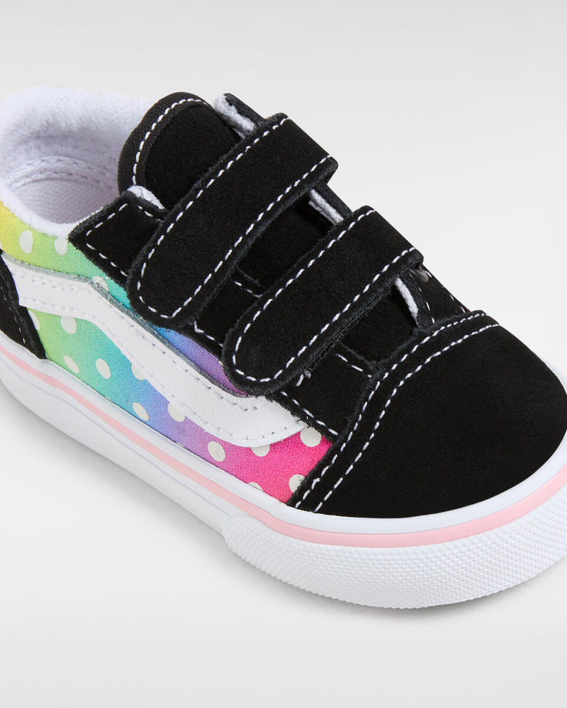 Load image into Gallery viewer, Vans Toddler&#39;s Old Skool V Shoes (1-4 Years) Glow Rainbow Black/Multi VN000CPZBOQ
