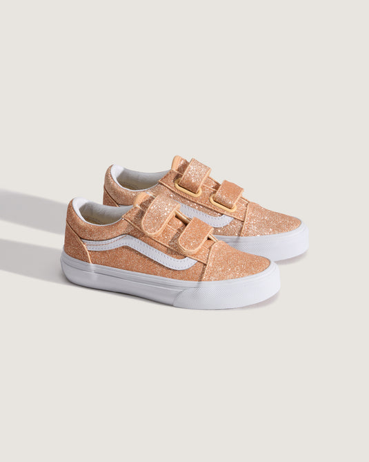 Vans Kids' Old Skool V Shoes (4-8 Years) Glitter Apricot Glow VN000CYAFNL
