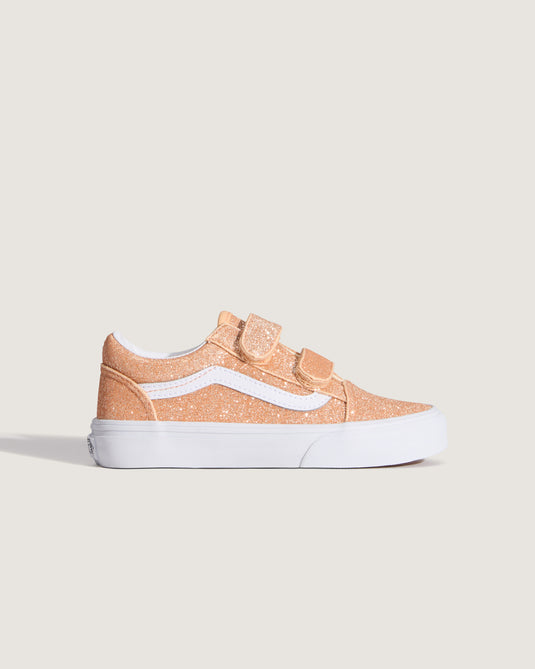 Vans Kids' Old Skool V Shoes (4-8 Years) Glitter Apricot Glow VN000CYAFNL