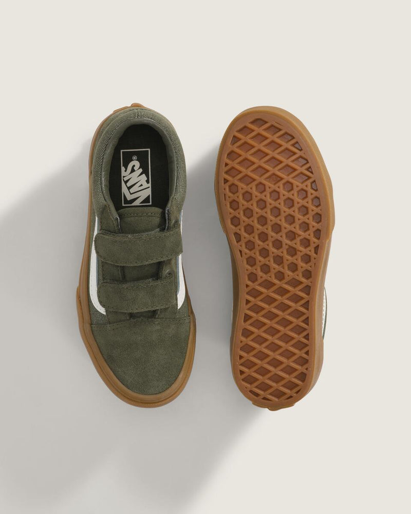 Load image into Gallery viewer, Vans Kids Old Skool V Shoes Denim Green VN000CYAGRN
