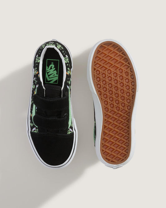 Vans Kid's Old Skool V Shoes Glow Cosmic Cruisers Black VN000CYAYJ71