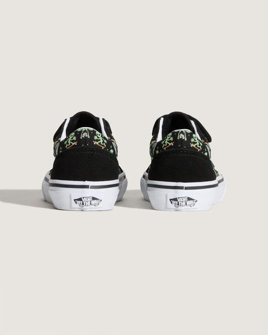 Vans Kid's Old Skool V Shoes Glow Cosmic Cruisers Black VN000CYAYJ71