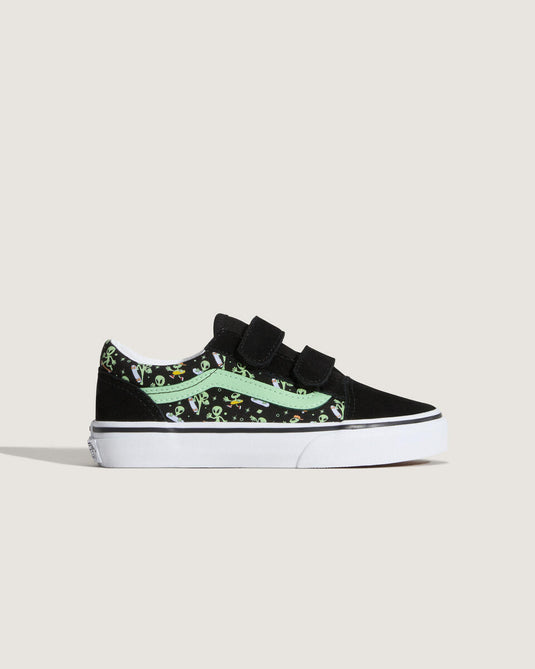 Vans Kid's Old Skool V Shoes Glow Cosmic Cruisers Black VN000CYAYJ71