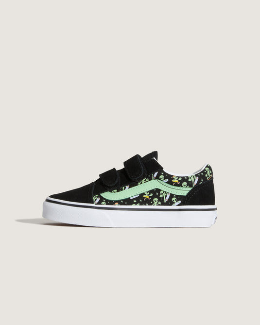Vans Kid's Old Skool V Shoes Glow Cosmic Cruisers Black VN000CYAYJ71