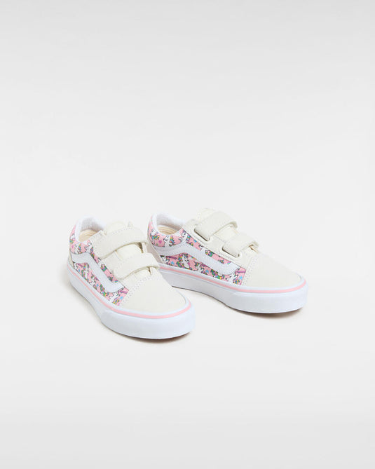 Vans Kids Old Skool V (4-8 Years) Ballet Skaticorn Marshmallow VN000CYDCY7