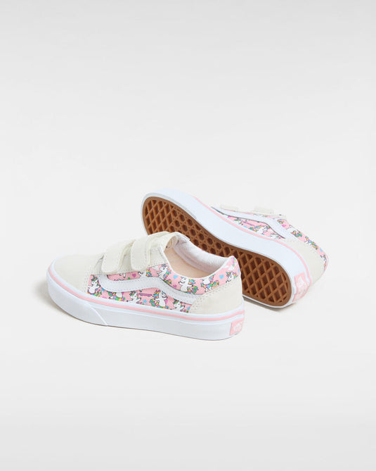 Vans Kids Old Skool V (4-8 Years) Ballet Skaticorn Marshmallow VN000CYDCY7